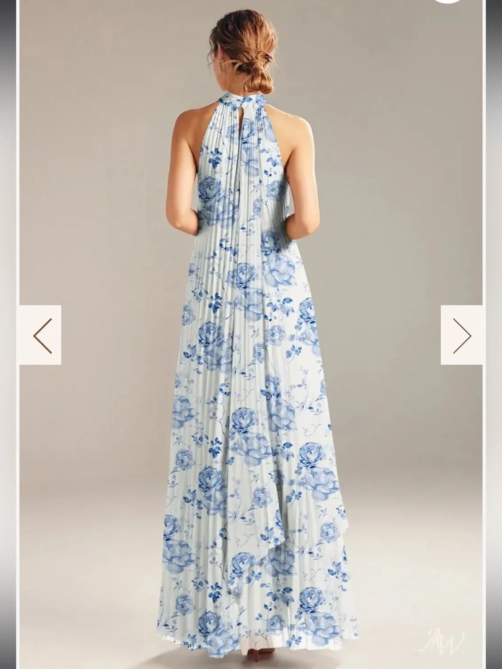 New AW Bridal Louise  Blue Botanical Floral Pleated Gown 6 - Picture 4 of 9